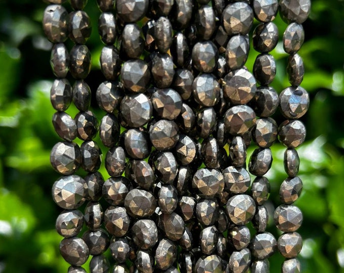 8mm Pyrite Faceted Coin Beads