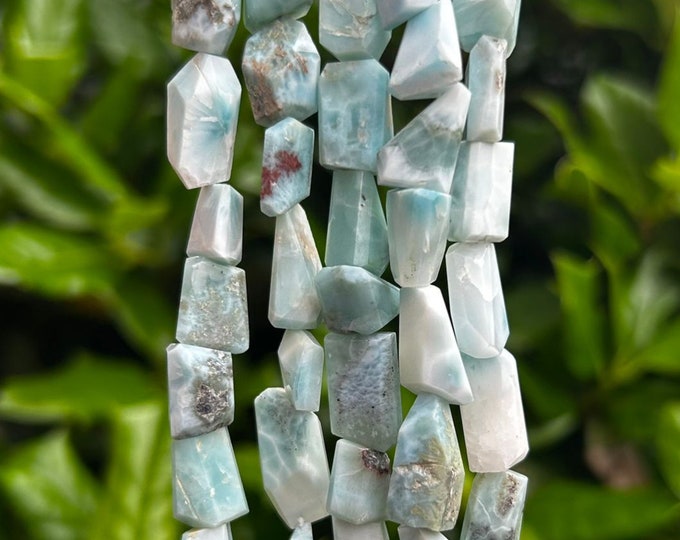 Larimar Faceted Nugget Beads - 10mm x 15mm