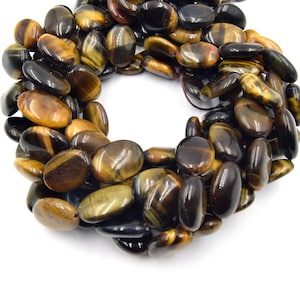 Tiger Eye Beads | Smooth Oval Tiger Eye Beads | 12mm 14mm 16mm 18mm 25mm Available