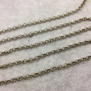 5&#39;-sectie van 4 mm antiek brons vergulde koperen ronde schakel ketting in Rolo-stijl - verkrijgbaar in vier verschillende afwerkingen, controleer de gerelateerde links!