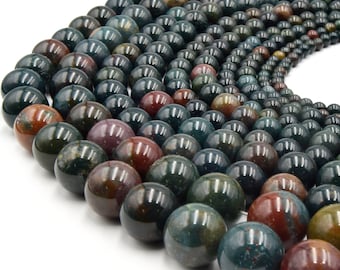 Bloodstone Beads | Smooth Round Heliotrope Gemstones for Jewelry Making