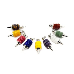 7 Chakra Stacked Disc Citrine Pendulum Pendant | Natural Gemstone, Silver Bail (16x46mm)