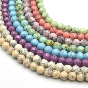 Reconstituted Howlite Beads | Polished Turquoise Round Shaped Beads - Available in 6mm 8mm 10mm 12mm