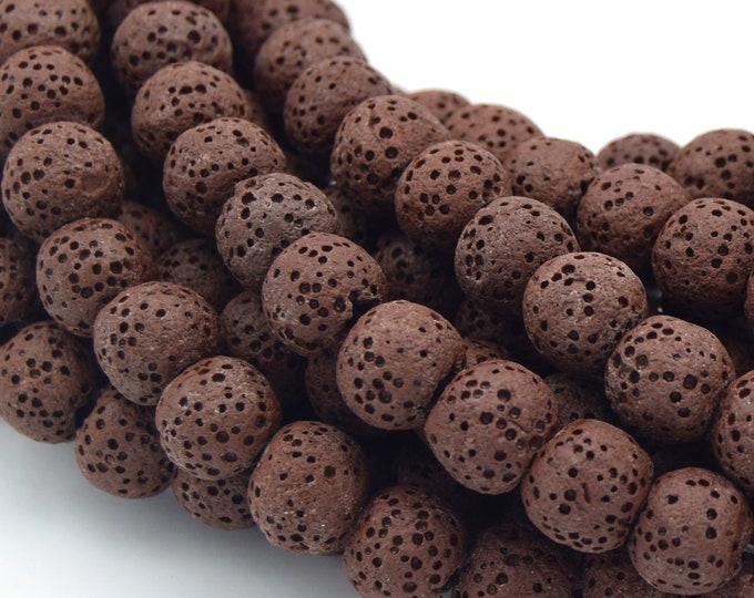 Lava Beads | Brown Round Diffuser Beads - 6mm 8mm 10mm 12mm 14mm 16mm 18mm Available