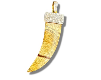 Pave Diamond Picture Jasper Focal Pendant - 1.2 Carats