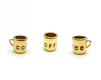 Gold Coffee Mug Charm for Bracelet - Sold Individually