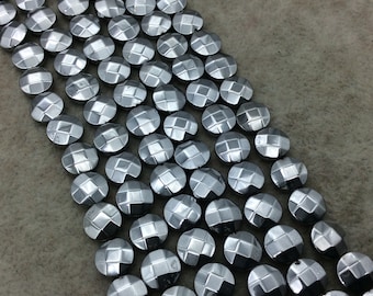 Silver Hematite Coin Beads - 8mm Faceted Beads for Jewelry Making