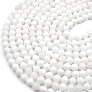 Dyed Smooth Jade Beads | Dyed Semi-Opaque White Round Gemstone Beads - 4mm 6mm 8mm 10mm 12mm Available