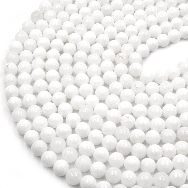 Dyed Smooth Jade Beads | Dyed Semi-Opaque White Round Gemstone Beads - 4mm 6mm 8mm 10mm 12mm Available