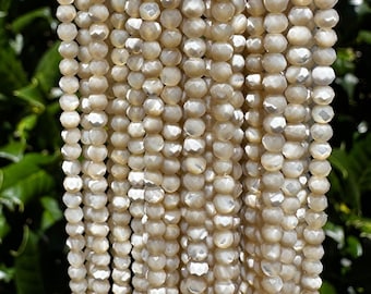 Perles Rondes Nacre Dorée - 3mm Facettes