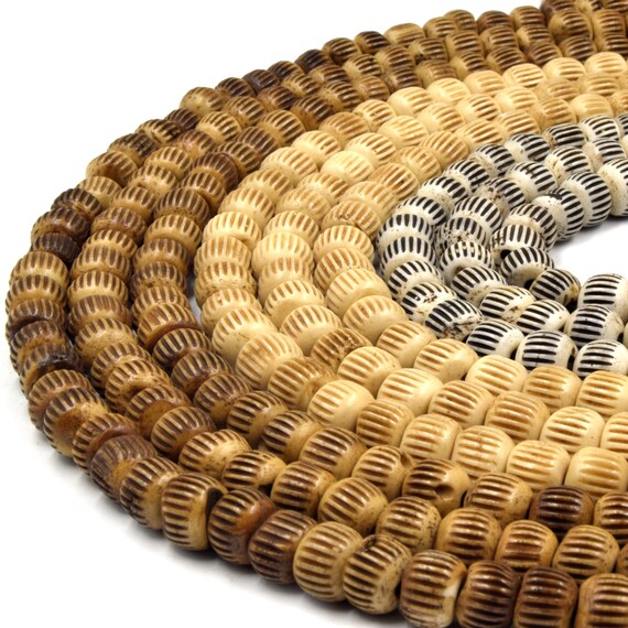 Ochsenknochen-Perlen Weiß, 8 Mm, Rondellförmig – 35,6 Cm Strang, Ca. 60 Stück, Für Schmuck & Basteln