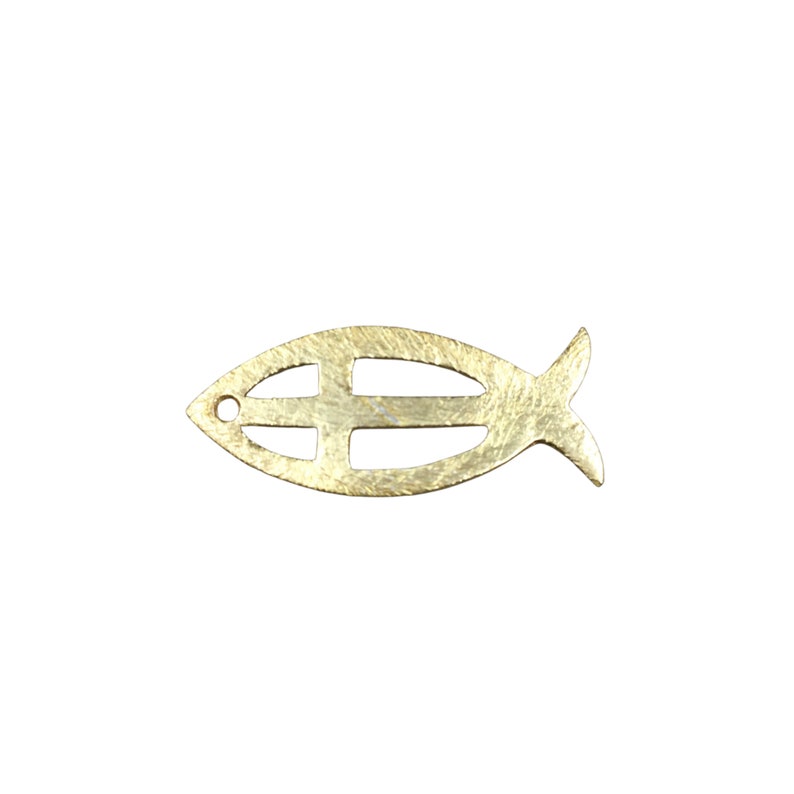 Gold Brushed Finish Copper Components Sold in Packs of 10 Ichthys 496-GD 10mm x 25mm Fish Shape with Cross Cut out
