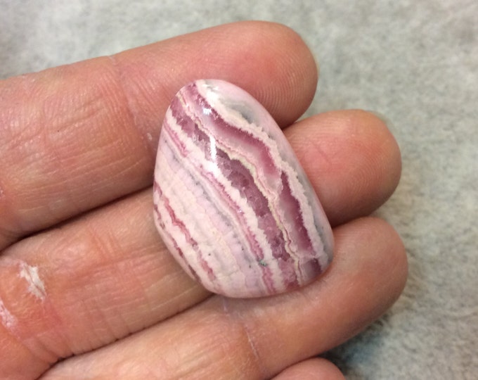 Natural Pink/White Rhodochrosite Freeform Shaped Flat Back Cabochon - Measuring 20mm x 30mm, 6mm Dome Height - High Quality Gemstone