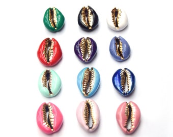 Cowrie Shell Beads: Premium Electroplated & Enamel Coated – Available in 16 Vibrant Colors