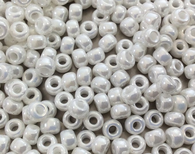 Size 6/0 Glossy Finish Ceylon Beige Pearl Genuine Miyuki Glass Seed Beads - Sold by 20 Gram Tubes (Approx. 200 Beads per Tube) - (6-9591)