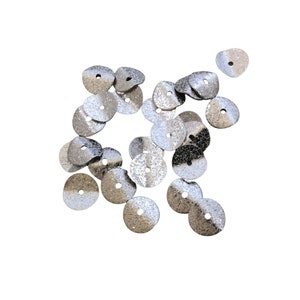 14mm Textured Silver Plated Copper Wavy Disc/Heishi Washer Shaped  Components - Sold in Bulk Packs of 25 Pieces - Great as Bracelet Spacers!