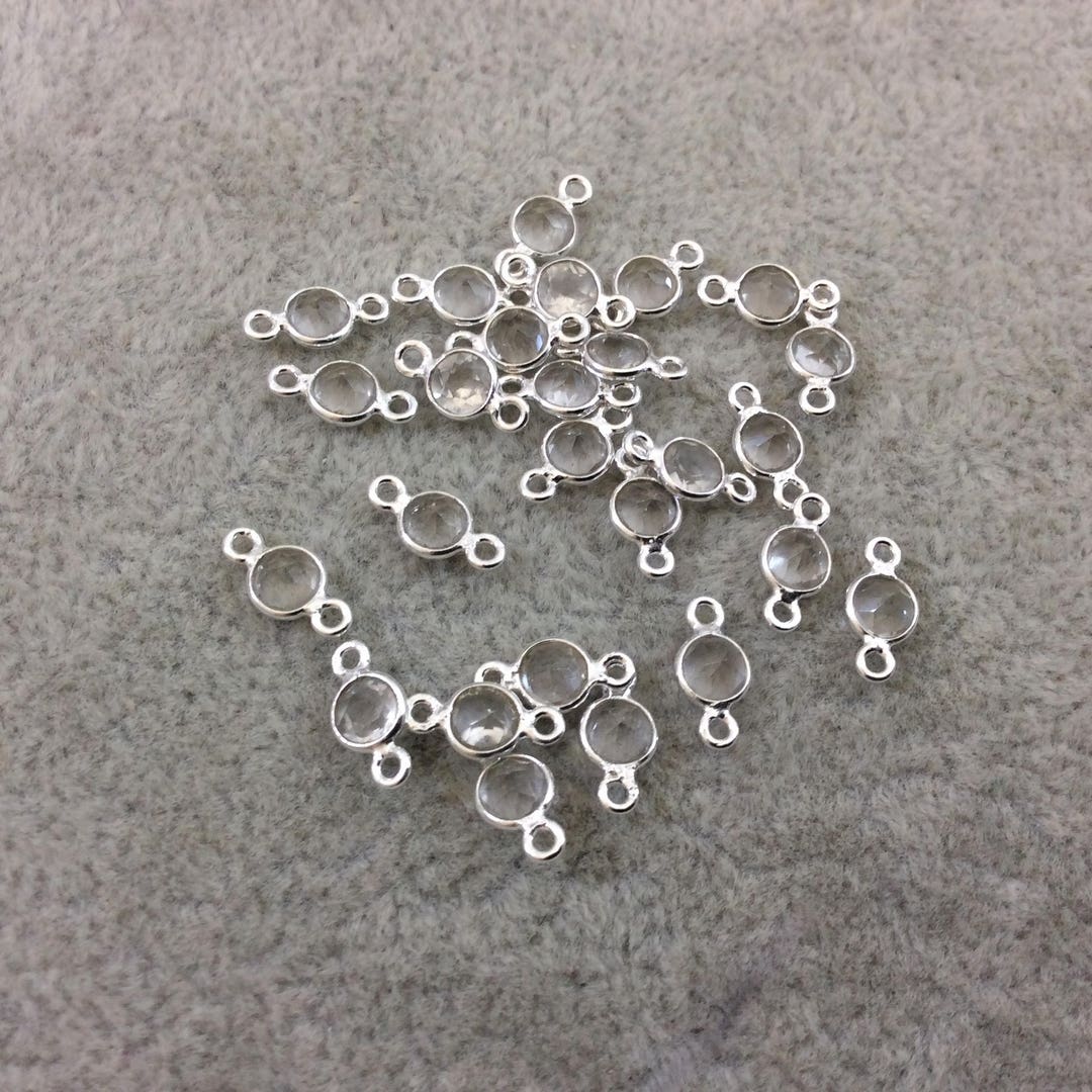Clear Quartz Sterling Silver Connectors for Permanent Jewelry Bracelets