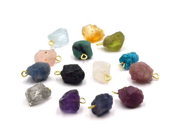 Natural Rough Gemstone Pendants | Drop Pendants | Birthstone Pendants | Moonstone, Rose Quartz, Herkimer Diamond, Citrine, Amethyst, etc.