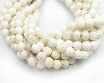 White Buffalo Turquoise Beads | Natural Gemstone Beads | Smooth Matte Faceted