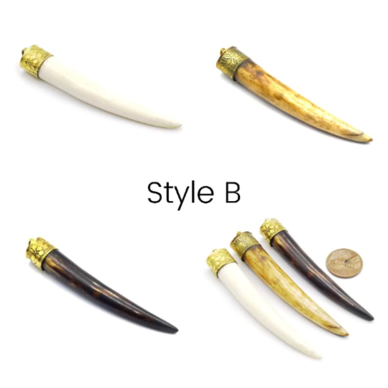 Ox bone focal pendants for jewelry making. These natural shaped pendants feature intricate lines and patterns, perfect for adding an earthy and rustic feel to your handmade jewelry
