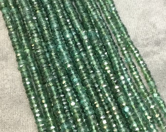 4mm Faceted Pine Green Apatite Rondelle Beads - 14" Strand (Approximately 154 Beads) - Natural Semi-Precious Gemstone