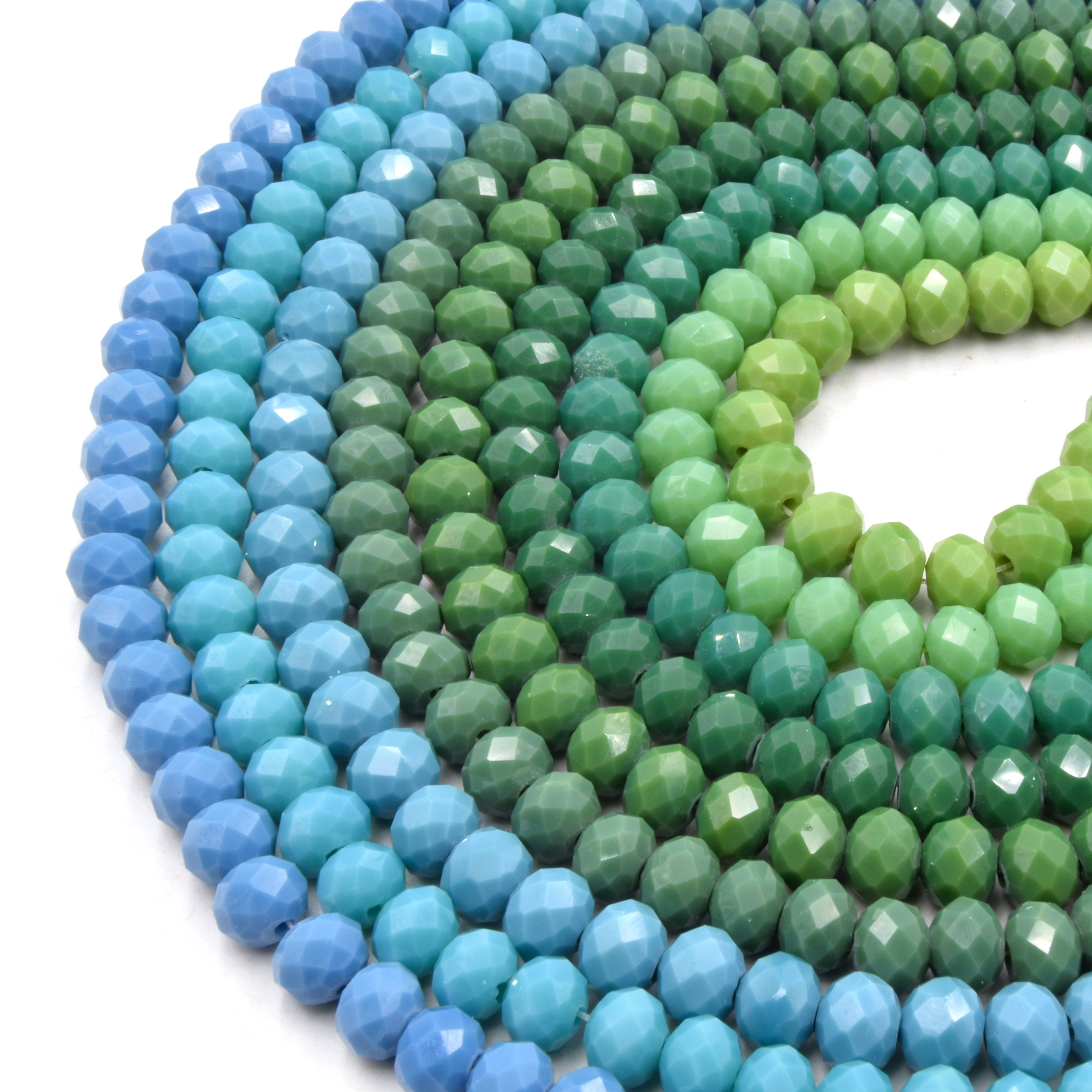 8mm Faceted Opaque Rondelle Chinese Crystal Beads | Teal, Green | High-Quality Glass Beads for Jewelry Making