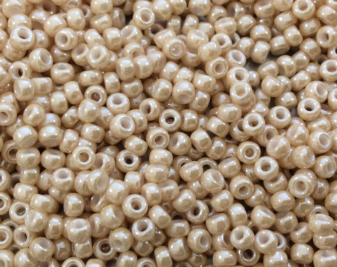 Size 8/0 Glossy Finish Ceylon Dark Beige Genuine Miyuki Glass Seed Beads - Sold by 22 Gram Tubes (Approx. 900 Beads per Tube) - (8-9593)