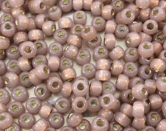 Perline di vetro Miyuki 6/0: bronzo rosa con rivestimento argentato (tubo da 20 grammi)