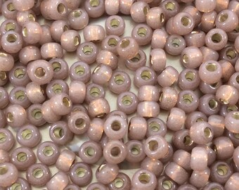 Size 6/0 Silver Lined Alabaster Rose Bronze Genuine Miyuki Glass Seed Beads - Sold by 20 Gram Tubes (Approx. 200 Beads per Tube) - (6-9641)