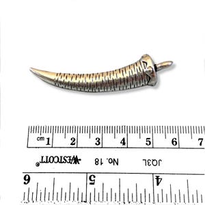 Tibetan Silver-Plated Copper Horn Shaped Pendant – 10mm x 60mm (Sold Individually) image 2