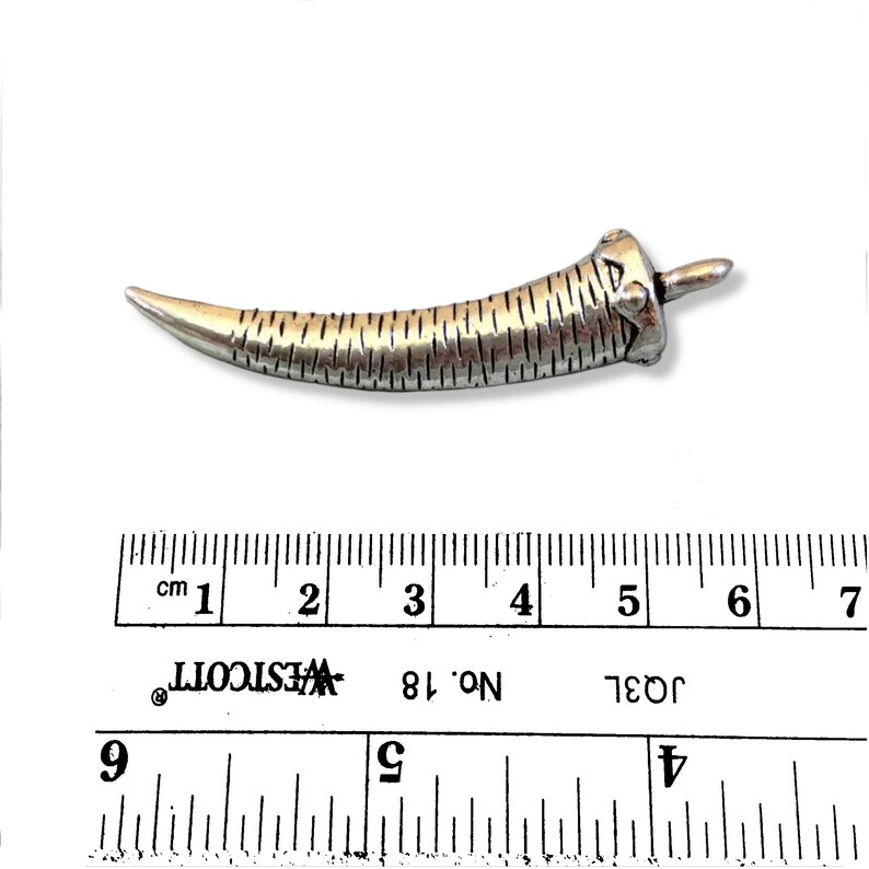 Tibetan Silver-Plated Copper Horn Shaped Pendant – 10mm x 60mm (Sold Individually) image 2
