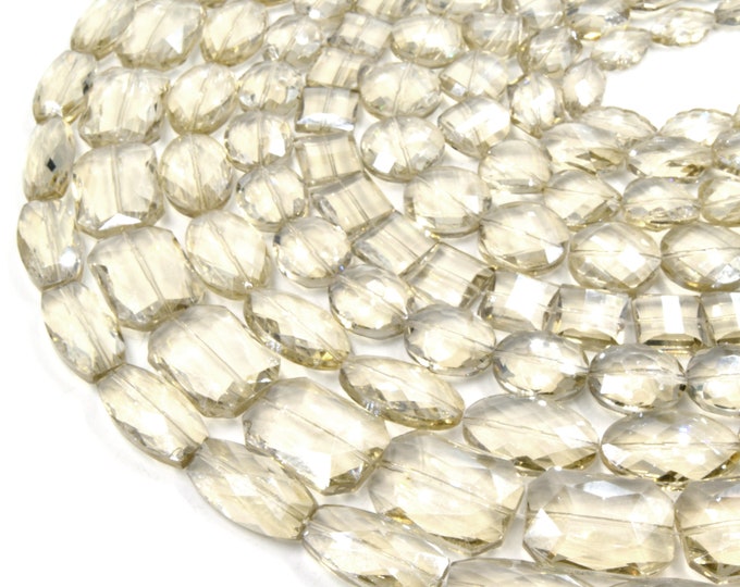 Smoky Chinese Crystal Beads | Hexagon Rectangle Oval Square Coin Wavy Shaped Glass Beads