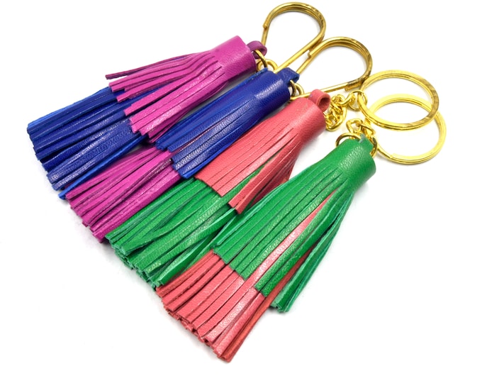 Leather Tassel | 3.25 Inch Tiered Tassel Keychain | Keychain Tassels | Purse Accessories | Focal Pendant | Bag Tag