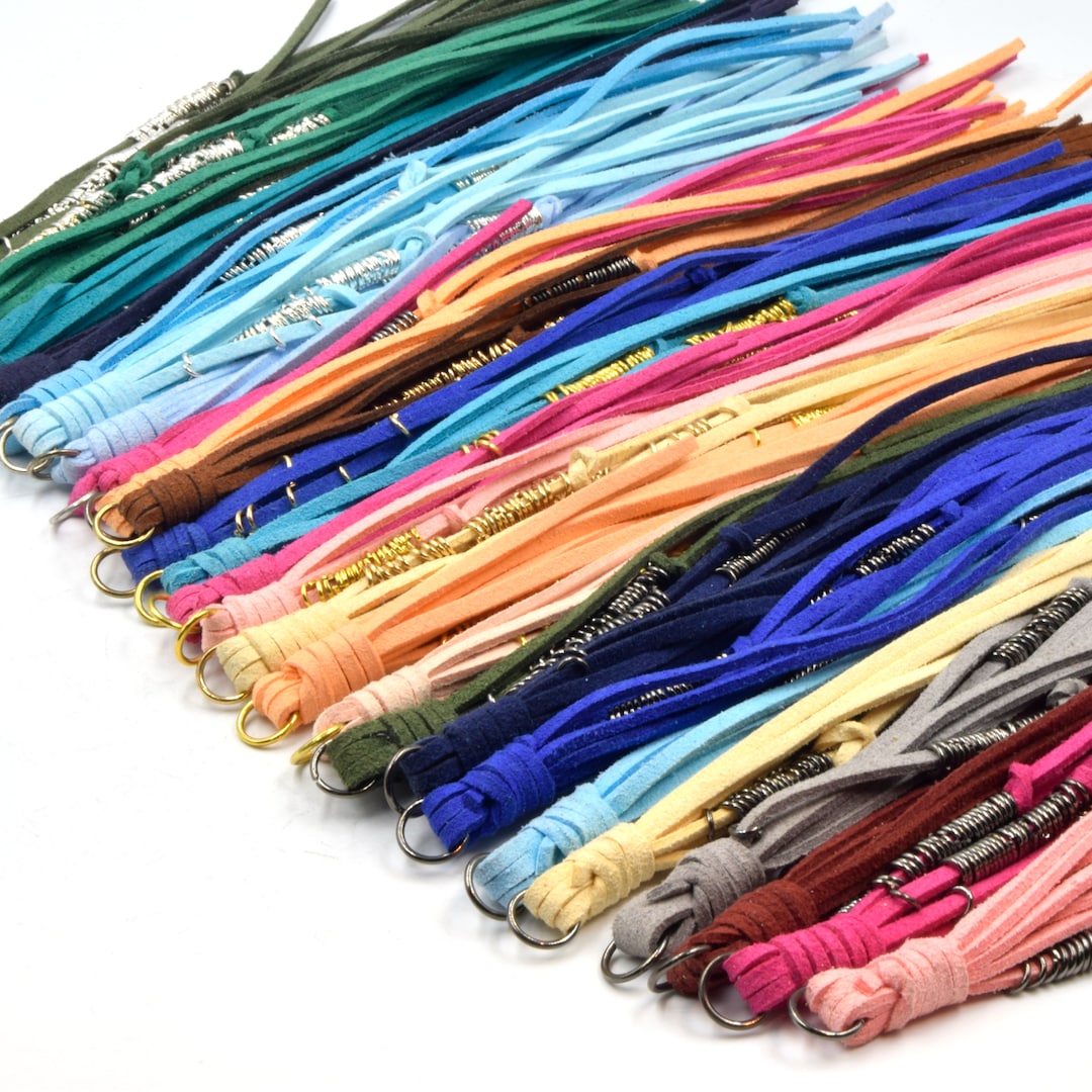 Long Tassel 10 Inch Faux Suede Leather Tassel Pendant With Stacked Rings Tassels for Jewelry