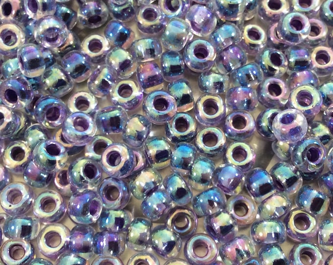 Size 6/0 Glossy AB Finish Amethyst Lined Crystal Genuine Miyuki Glass Seed Beads - Sold by 20 Gram Tubes (Approx. 200 Beads/Tube) - (6-9274)