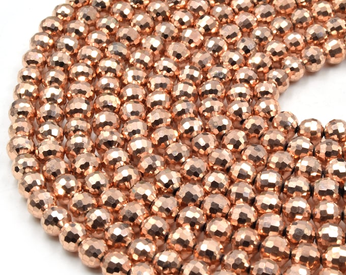 Chinese Crystal Beads | Opaque Rose Gold Crystal Round Ball Shaped Glass Beads - 6mm 8mm 10mm available
