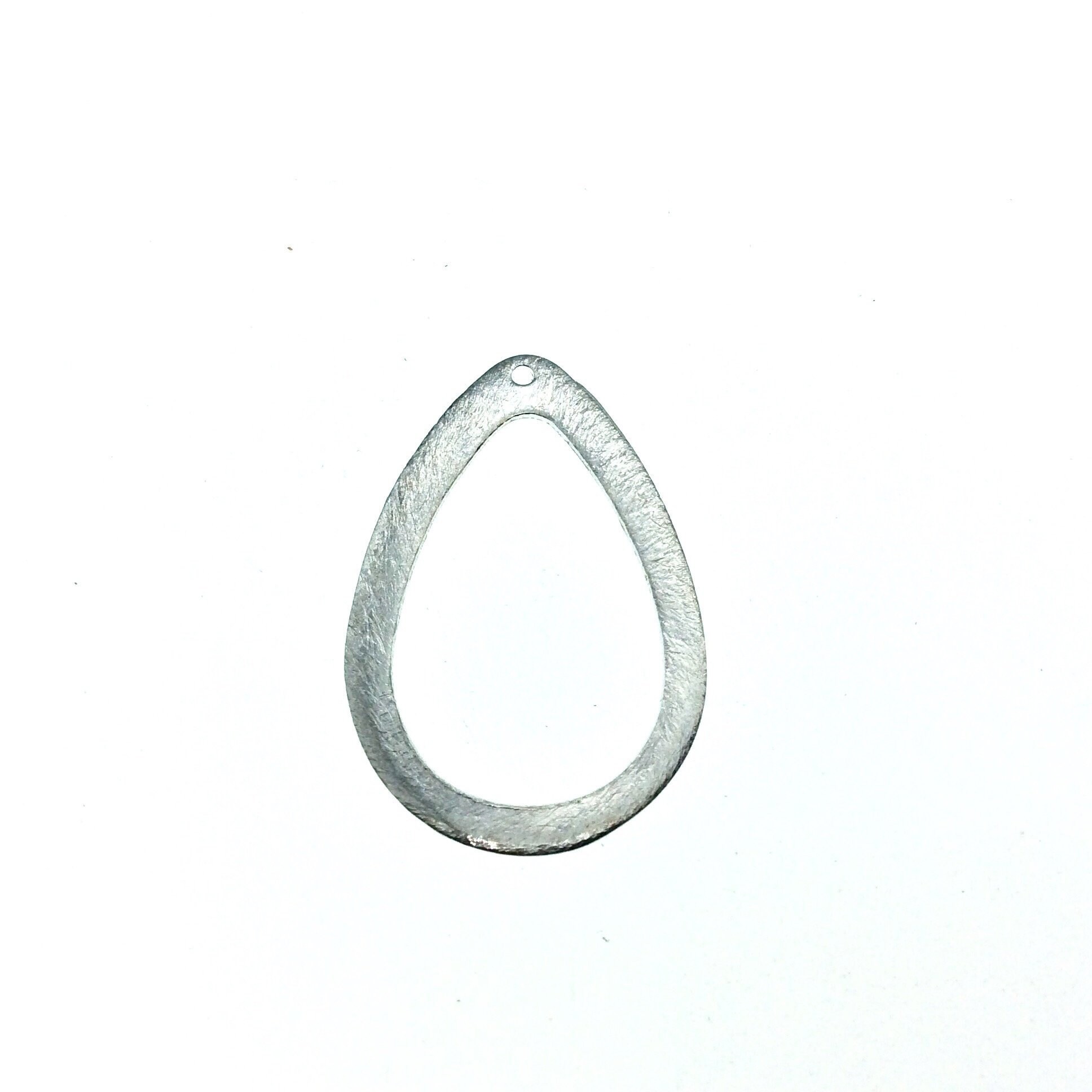 25mm x 37mm Silver Plated Copper Open Thick Teardrop Shaped Components with One Hole Sold in Packs of 10 Components
