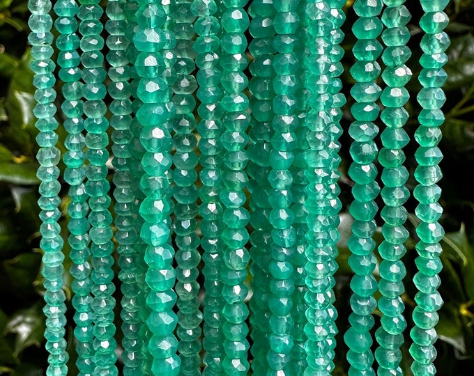 4mm Green Onyx Faceted Rondelle Beads