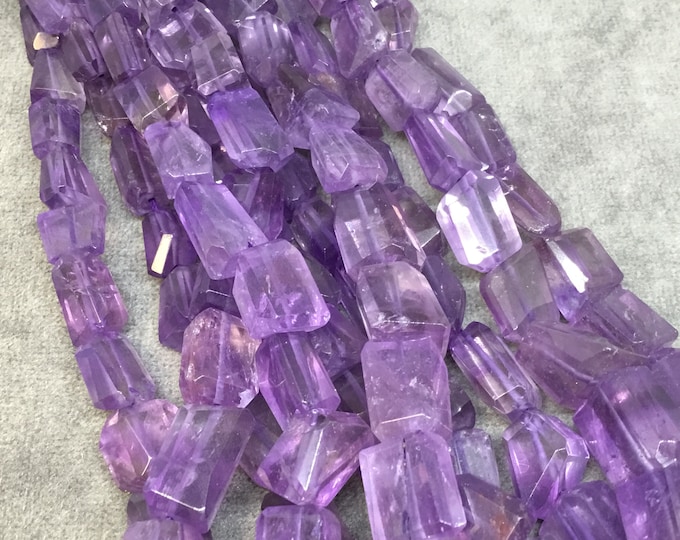 7-8mm x 10-12mm Natural Light Purple Amethyst Faceted Graduated Nugget Shaped Beads - 16" Strand (Approx. 35 Beads) - Hand-Cut Gemstone