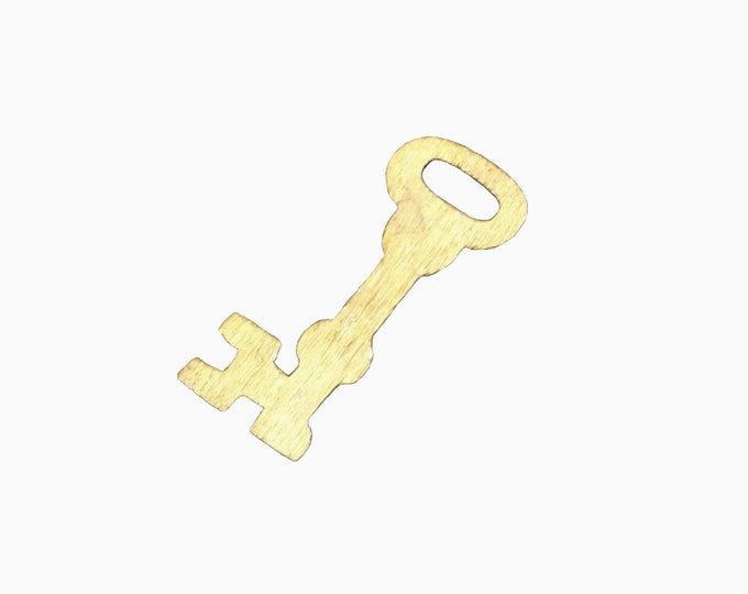 Small Sized Gold Plated Copper Antique Skeleton Key Shaped Pendant/Charm Components - Measuring 8mm x 21mm - Sold in Packs of 10 (295-GD)