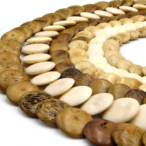 Bone Beads | Ox Bone Lentil Coin Beads | White Light Brown Medium Brown | 10mm 12mm 14mm 18mm | Loose Bone Beads