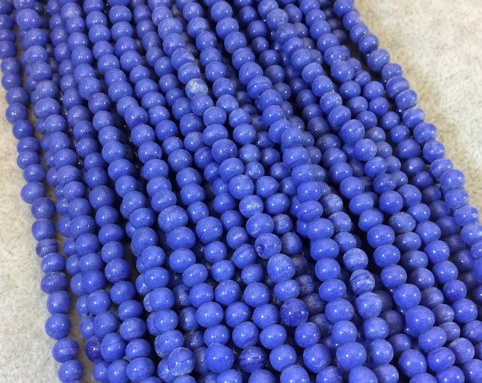 4mm Glossy Cornflower Blue Quality Irregular Rondelle Shape Indian Ceramic Beads - Sold by 16.25" Strand - Approximately 98 Beads