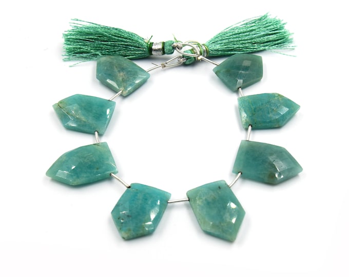 Amazonite Beads | Hand Cut Indian Gemstone | 12mm x 25mm Shield Shaped Beads | High Quality Amazonite | Loose Gemstone Beads