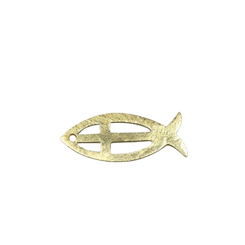 Gold Brushed Finish Copper Components Sold in Packs of 10 Ichthys 496-GD 10mm x 25mm Fish Shape with Cross Cut out