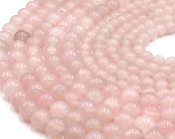 Large Hole Rose Quartz Beads | Smooth Rose Quartz Round Beads with 2mm Holes | Loose Beads | 7.5" Strand | 8mm 10mm Available