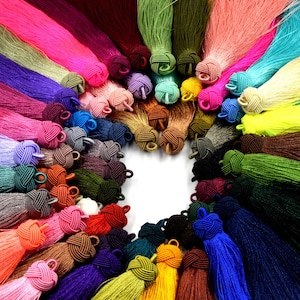 Borlas / Borla de nudo de 6 pulgadas, mala de seda, borla bohemia para festivales, borla gitana / colgantes de borlas