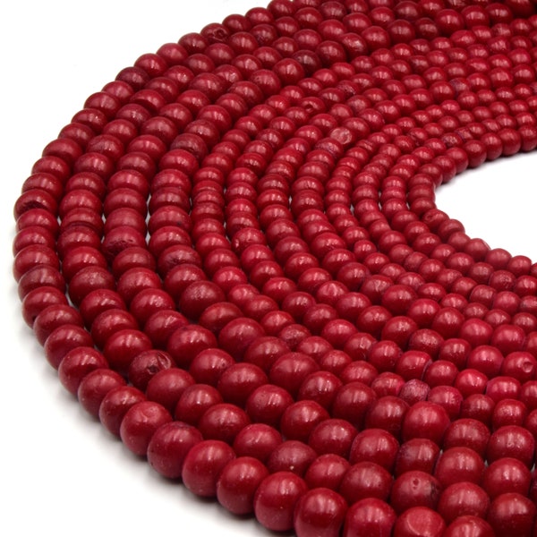 Bone Beads | Red Rondelle Beads | 6mm, 8mm, 10mm