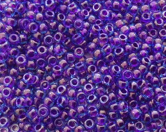 Size 8/0 Glossy Finish Fuchsia Lined Aqua Genuine Miyuki Glass Seed Beads - Sold by 22 Gram Tubes (Approx. 900 Beads/Tube) - (8-9352)