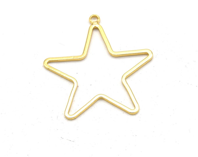 Stars 38mm (4 Pk) Gold Plated Open Star Shaped Pendant/Connector Components (One Ring) - (Pack of 4)