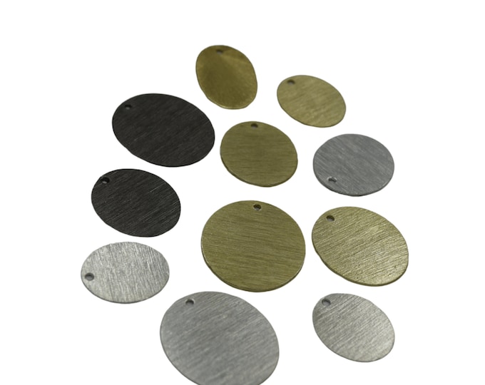 Brushed Finish Blank Oval Shaped Plated Copper Components - Available in Gold, Silver & Gunmetal- Sold in Packs of 10 Pieces